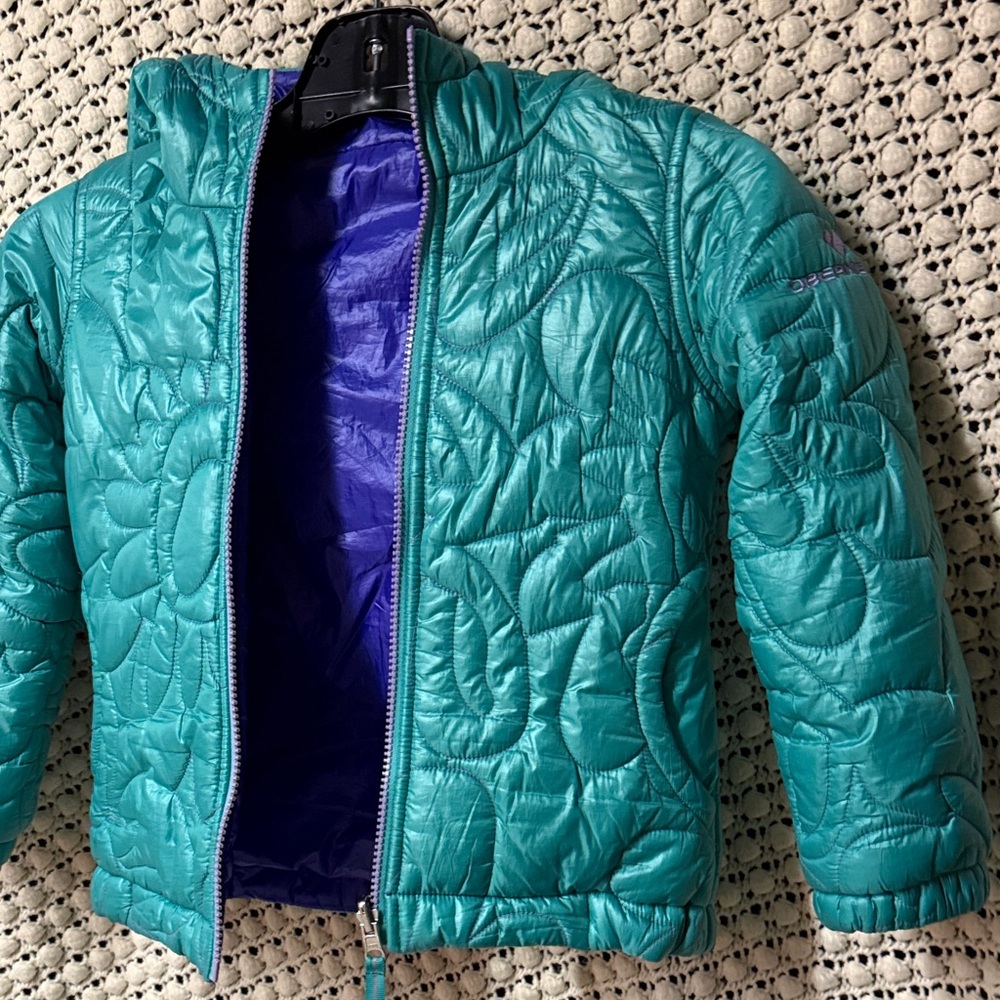 Obermeyer reversible Teal Kids Jacket with Purple Lining
